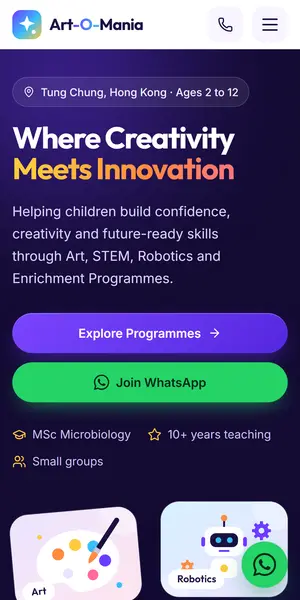 Art-O-Mania website on a phone