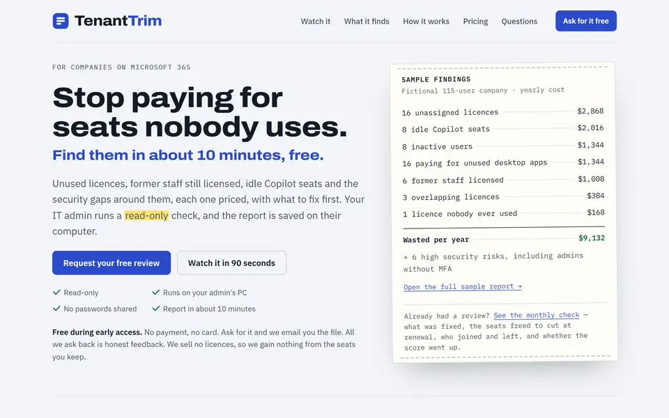 TenantTrim website on a desktop screen